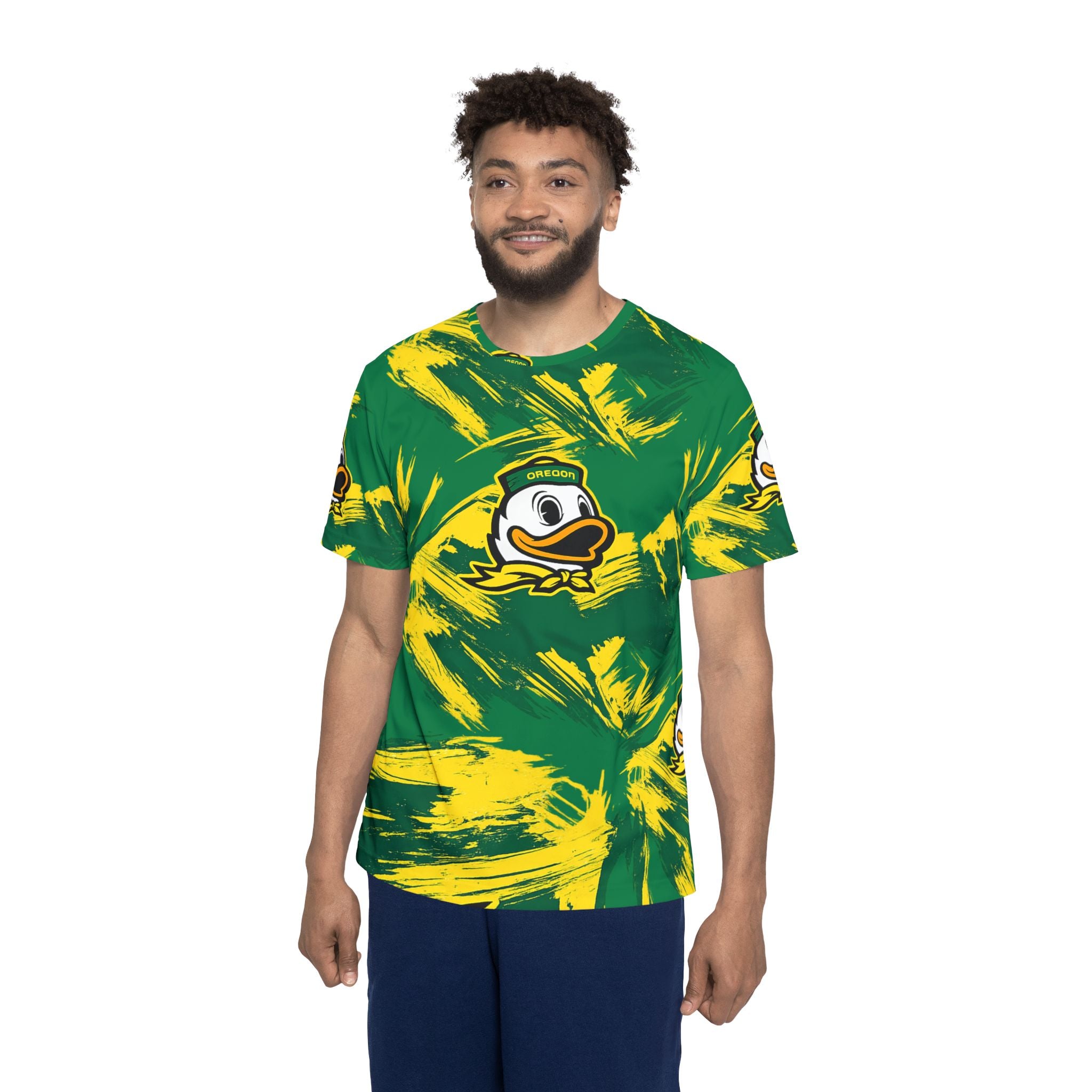 Ducks All-Over Print Men's Sports Jersey — Green & Yellow Team Tee