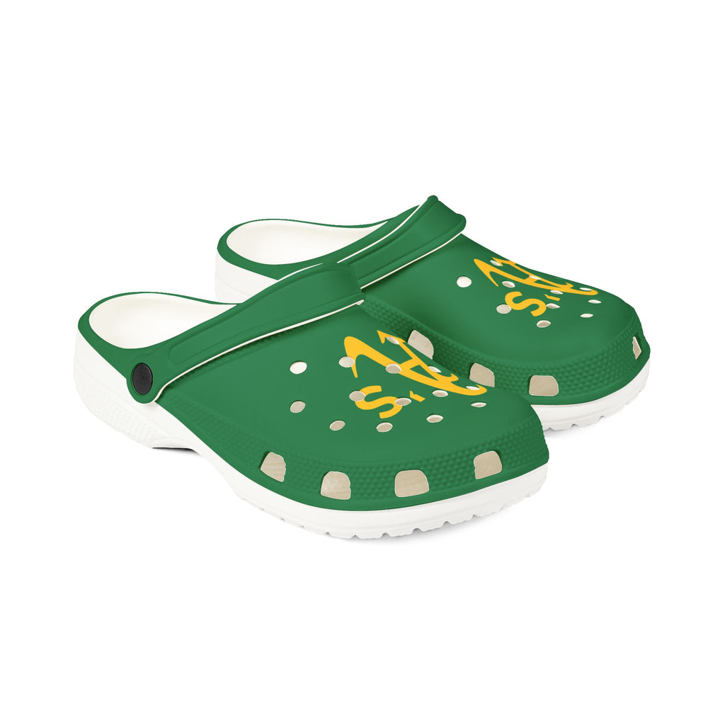 Oakland A's Green EVA Foam Clogs — Baseball Fan Slip-On Shoes