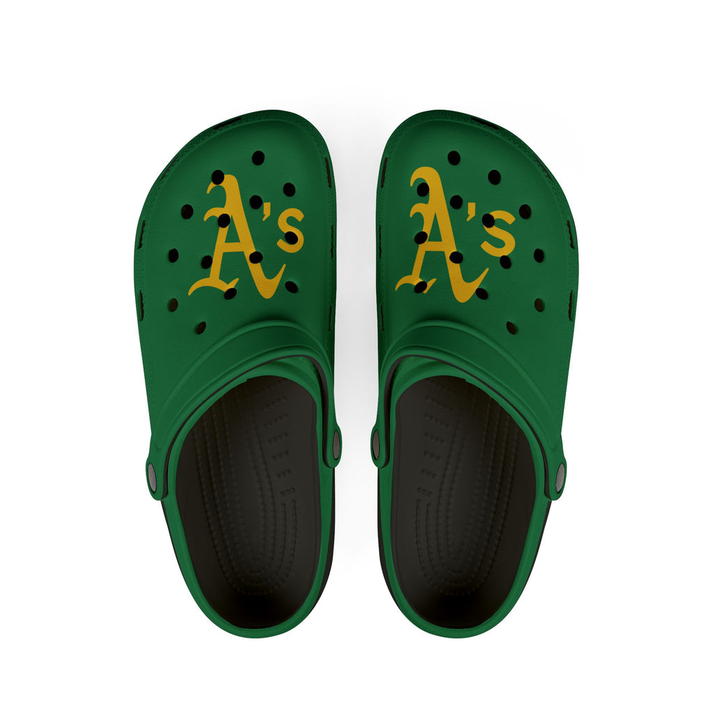 Oakland A's Green EVA Foam Clogs — Baseball Fan Slip-On Shoes